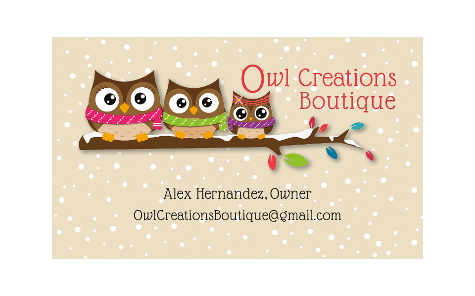 Owl Creations business card
