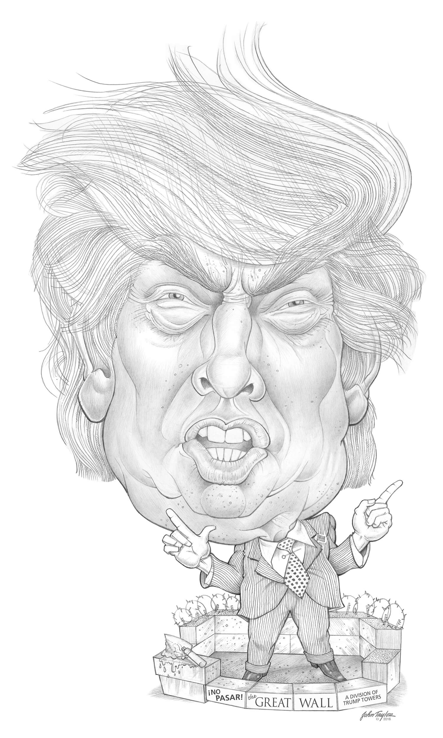 Donald Trump Caricature Portrait - Hand Drawn