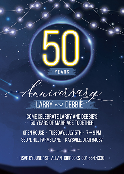 50 Years Wedding Anniversary Invitation - 5x7